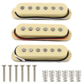 Domofa Alnico 5 Strat Pickup Single Coil Pickups Set SSS for Stratocaster Electric Guitar Replacement Part (Cream)