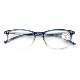 V.W.E. Lightweight Progressive Clear Bifocal Reading glasses - No Line or Bubble - Zero Power on Top Reader Translucent Slim (Blue, 1.25, x)