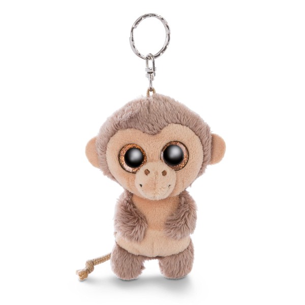 NICI 46941 Safari Original – Glubschis Monkey Hobson 9cm – Cuddly Zoo Cute Animal Pendant for lanyards & Key Holders – Mini Plush Toys, Keyrings for Girls and Boys, Brown/Beige, 9 cm
