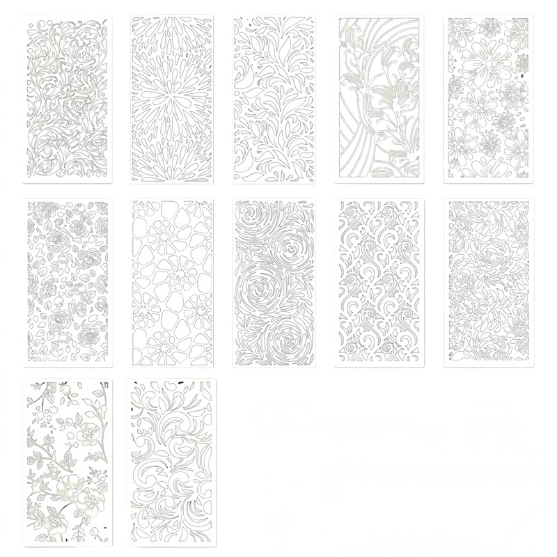 12Pcs Flower Stencils PET Stencils for Crafts Painting Floral Mandala