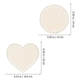 SEWACC 4Pcs Wooden Basket Bottom Round Heart Shape Crochet Basket Wood Base DIY Bag Bottom Shaper for DIY Basket Crochet Supplies
