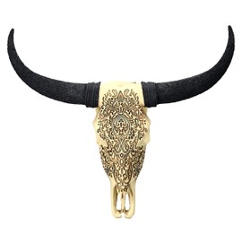 Pacific Giftware Wall Relief Cattle Skull with Decorations 33 cm Trophy Bull Longhorn Antlers Horns Head Western Decorative Skull Wall