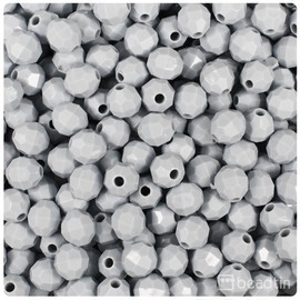 BeadTin Grey Opaque 8mm Faceted Round Craft Beads (450pcs)