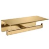 Double Toilet Paper Holder with Shelf Brushed Gold, APLusee SUS