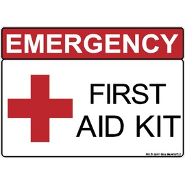 First Aid Kit Cabinet Label Emergency Sticker Decal Workplace Safety Nurse Bandage Red Black Made in Texas 3.5 x 5