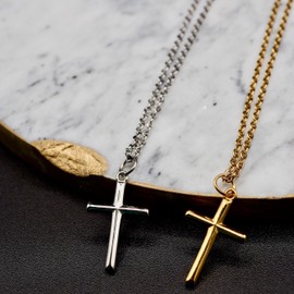 Cisst liber Necklace, Men's, Brand, Hypoallergenic, Hypoallergenic, Surgical Stainless Steel, Stainless Steel, Rust Free, Silver, Gold, Gold, 17.7 inches (45 cm), 19.7 inches (50 cm), Stainless Steel