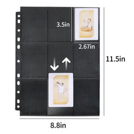 Trading Card Sleeves, 40 Pages Premium 720 Pockets Card Sleeves for Standard Size Trading Card Sleeves, Black Transparent Trading Card Films for a Variety of Ring Binders
