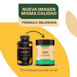 Neem Curcumine. Suplemento de Neem y Curcuma con 200 Capsulas. VitalBotanics. Multivitaminico para Adultos, 6 Month Supply. Suplementos Alimenticios.