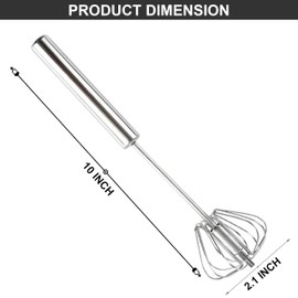 1 Stainless Steel Whizzy Whisk, Semi Automatic Whisk Egg Whisks Mixer for Stirring, Blending, Whisking, & Beating Blender, Hand Push Mixer (10 inches)