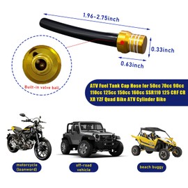 Augeny 2 PCS Breather Hose Gas Fuel Tank Cap, CNC One Way Tank Valve Vent Tube with Aluminum Breather Valve, Universal for ATV Quad CRF YZF RMZ KLX DRZ Pit Dirt Bike Motorcycle (Yellow)