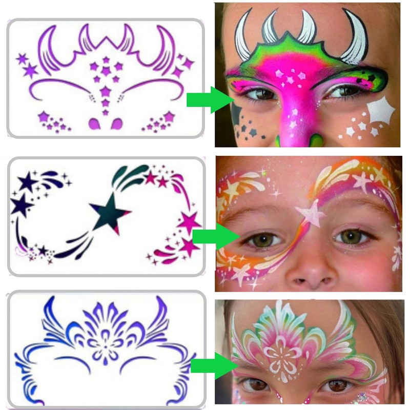 FOLANDO Face Paint Stencils, 16 Pcs Reusable Face Painting Stencil