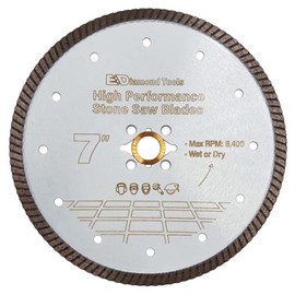 7" High Performance Diamond Saw Blades with Flush Cut Attachment for Granite, Quartz or Other Engineered Stones, 8mm Segment Height, 5/8" Threaded Arbor.