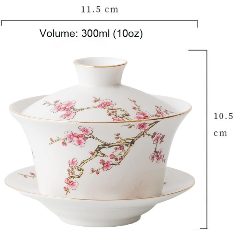 YBK Tech 10oz Large Gaiwan, Porcelain Kung Fu Tea Cup