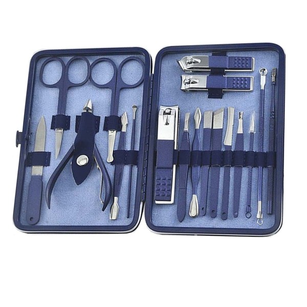 Manicure Set, 18 In 1 Mens Women fingernail grooming kit with Leather Travel Case, Aceoce Manicure Set Professional Nail Clippers kit Pedicure Care Tools