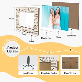 AWDSTN Wooden Photo Frame Sister Gifts for Woman Sister Adult BFF, Wooden Photo Frame with Iron Stand for Tabletop or Desktop Display, Home Table Decoration (4x6 Horizontal Photo) - 09