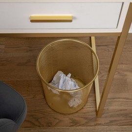 Martha Stewart Ryder Gold Mesh Metal Trash Can, 4.5 Gallon, Wastebasket for Office