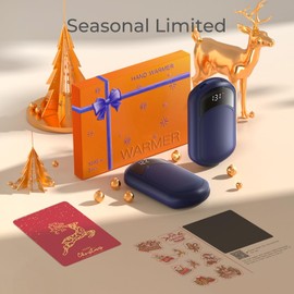 Electric Hand Warmers Rechargeable, 104–131°F with Temp & Battery Display, 3 Heat Levels, Fast Heating, Smart Temp Control, Pocket-Size, Fits in Gloves, Gifts for Women & Men