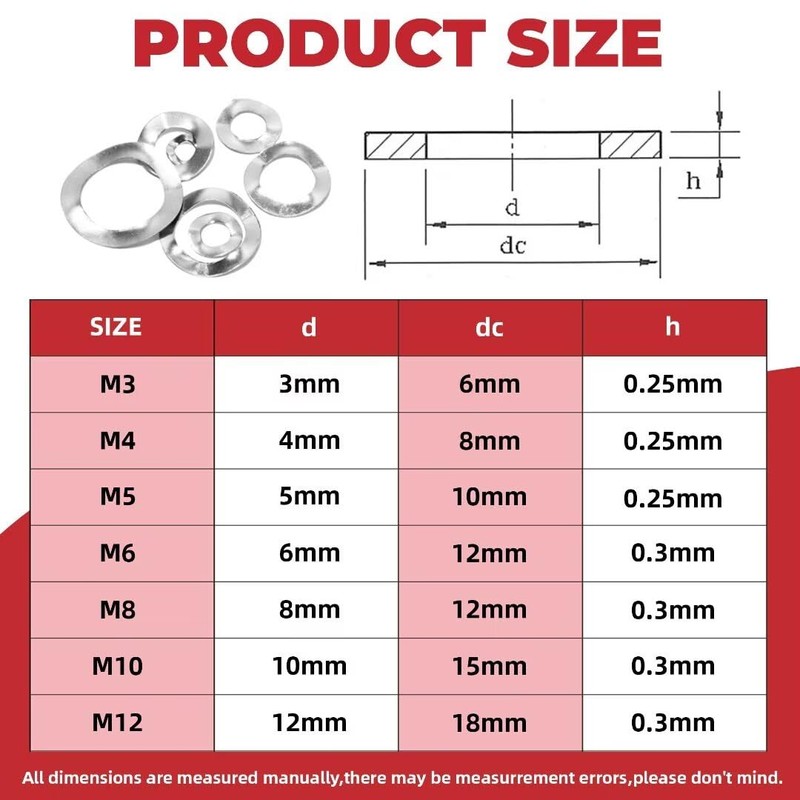 350PCS Spring Wave Washer Gasket Assortment Kit, M3 M4 M5