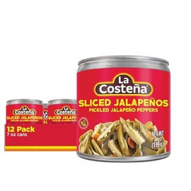 La Costeña Sliced Jalapeño Peppers | Pickled Green Hot Jalapeños | Pack of 12, 7 Oz Can