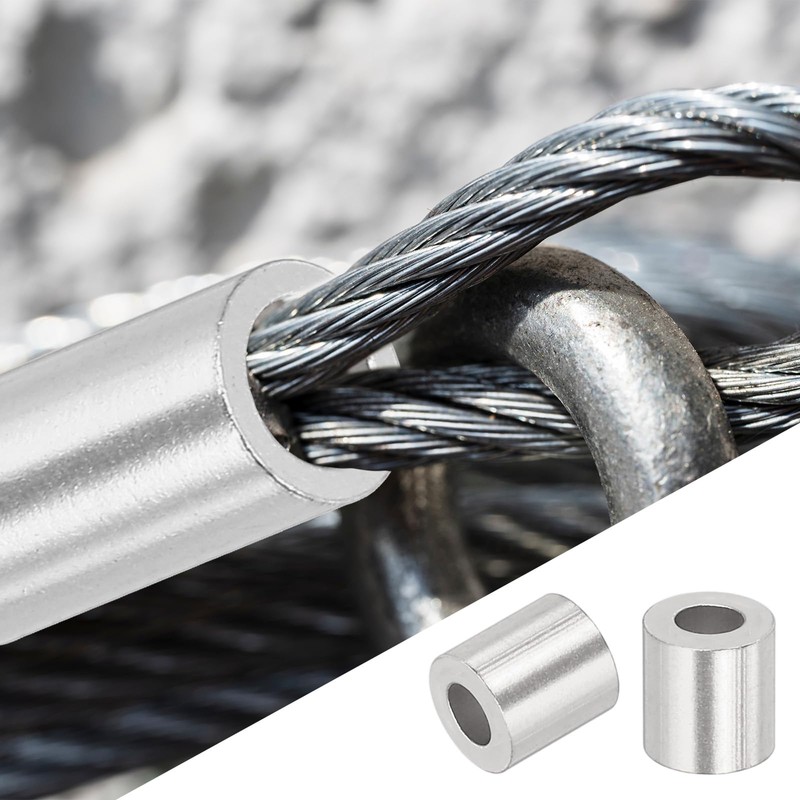 uxcell 1/16"(2mm) Aluminum Crimping Loop Sleeve, Wire Rope Stop Sleeve