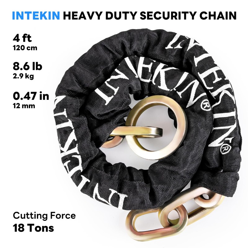 INTEKIN Maximum Security Chain 4 ft x 1/2" Thick Bicycle