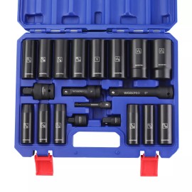 WORKPRO 20-Piece 1/2''Drive Deep Impact Socket Set 6-Point Cr-V Steel 10-27mm
