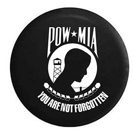 American Unlimited POW MIA Military Vietnam Veteran War Tribute Spare Tire Cover (Fits: RV Camper Accessories or SUV) Black Size 31 in