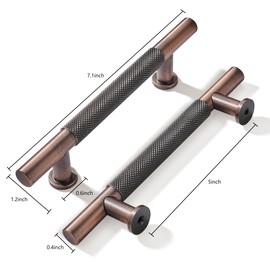 khtumeware 10 Pack 5 Inch(128mm) Drawer Handles Knurled Brushed Antique Copper Cabinet Pulls Drawer Pulls Kitchen Hardware Kitchen Handles for Cabinets Cupboard Handles
