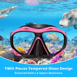 Snorkeling Gear for Adults, Panoramic Wide View Mask Dry Snorkel Set, Leak-Proof and Anti-Fog Snorkel Kit with Mesh Bag