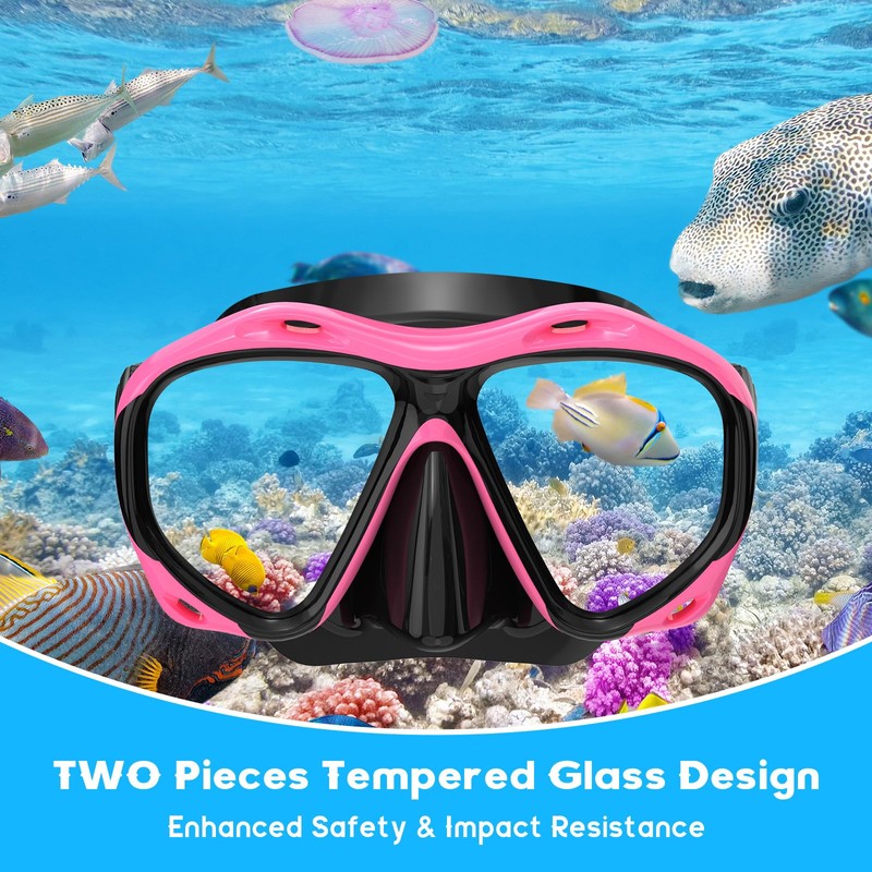 Snorkeling Gear for Adults, Panoramic Wide View Mask Dry Snorkel