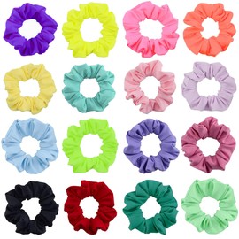 Simnice Waterproof Neon Scrunchies Gym Scrunchie - Water-resistant Hair Ties Pool scrunchie 16 Colors Elastic Hair bands Ponytail Holder Beach Scrunchies, Party Size Scrunchie, Hair Tie for Women