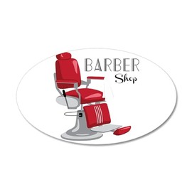 CafePress Barber Shop Wall Decal 35"x21" Oval Wall Decal, Vinyl Peel, Reusable Cling