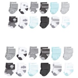 Hudson Baby Baby Grow with Me Cotton Terry Socks, Sheep 24-Pack, 0-6 and 6-12 Months