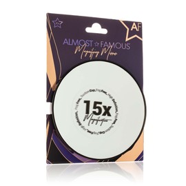 ALMOST FAMOUS 15x Magnifying Mirror with Suction Cup Backing, Compact and Travel Ready for Makeup Application, Tweezing, and Blackhead Removal - Black