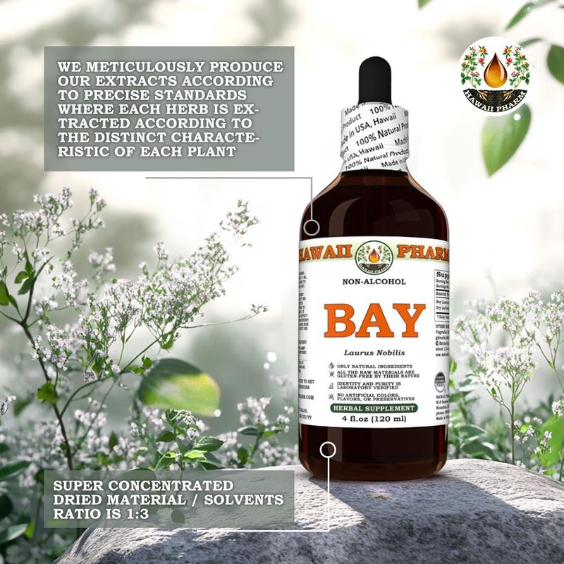 Bay (Laurus Nobilis) Dry Leaf Glycerite, Made in Hawaii, All