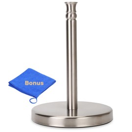 Sfemn Paper Towel Holder Countertop, Stainless Steel Heavy Base (2LBS in Weight, and 6.7inch in Diameter), Paper Towel Rack, Ripping Paper Towel Off One-Handed, No Wobbly (Brushed Nickel)