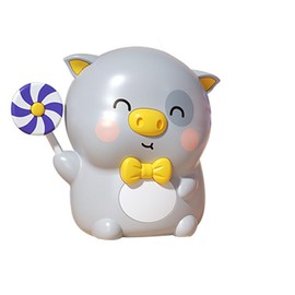 Jaugufiy Cute Cartoon Pig Piggy Bank，Piggy Bank for Kids, Unbreakable Coin Bank Saving Money Bank, Creative Coin Box Money Birthday Gift for Boys Girls (Grey)