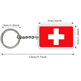 FHZJKJX Switzerland Flag Keychain Swiss Key Ring, 2 Pack
