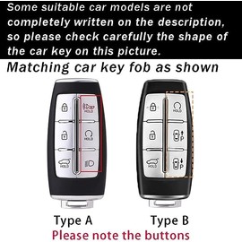 TECART Key fob Holder Car Key Case Protector Fit for Genesis GV70 GV80 Automotive Interior Accessories 6 Button Black