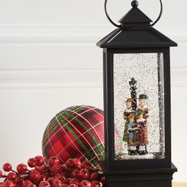 Raz Imports Lighted Snow Globe Lantern: 11 Inch, Black Holiday Water Lantern (Carolers)
