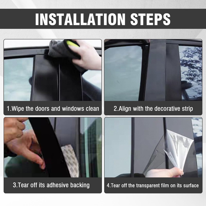Automobile Door Window Pillar Post Trim Protector Cover Fit for