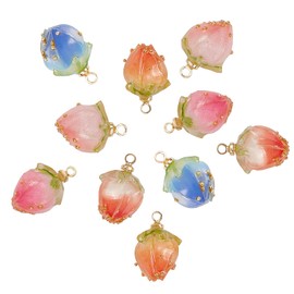 SUNNYCLUE 5 Colors Flower Folding Charm Flower Deco Parts Bud Charm Rose Earrings Flower Necklace Petal Earrings Resin Resin Japanese Style 3D Key Chain Choker Bracelet Charm Accessory Parts Basic