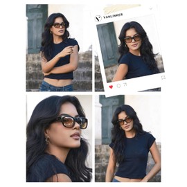 VANLINKER Retro Polarized Square Sunglasses for Women Men Trendy Soft-Square Frame Rectangular Shades UV400 Protection VL9866, Tortoiseshell/Brown