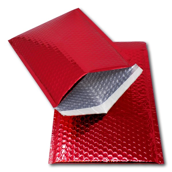 EPOSGEAR 10 Red Shiny Metallic Foil Bubble Padded Bag Mailing