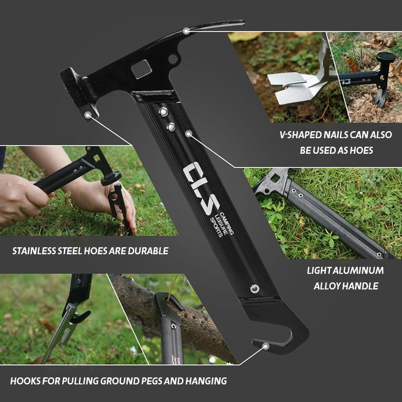 Multi-functional Camping Hammer, Portable Hammers with Hook, Lightweight & Durable