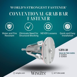 WingIts RC-SSBGBW40-2 Stainless Steel Beast Standard Grab Bar Fastener with 4-Inch Screw, Set of 2