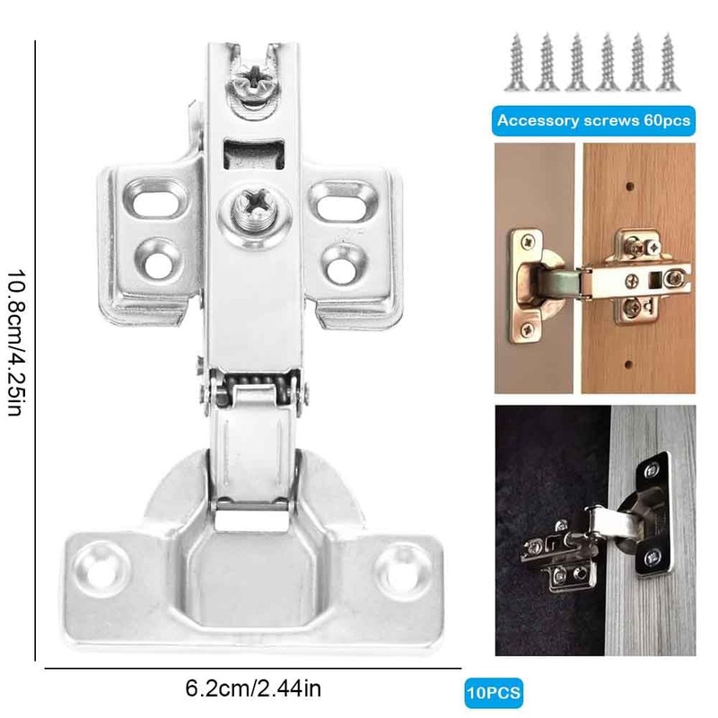 10 PCS Soft Close Cabinet Hinges Cold Rolling Door Hinge