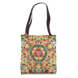Geometric Triangle Circle Kaleidoscope Mandala Coral Teal Tote Bag