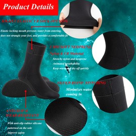 YDQUANI Neoprene Socks 3mm Wetsuit Socks, Non-Slip Wetsuit Boots, Cold Water Swim Socks, Diving Socks for Men and Women, Open Water Swimming, Surfing, Kayaking, black