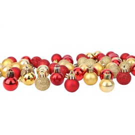 Toyland® - Set of 64 Mini Christmas Baubles, 32 Red, 32 Gold, 2.5 cm (25 mm)